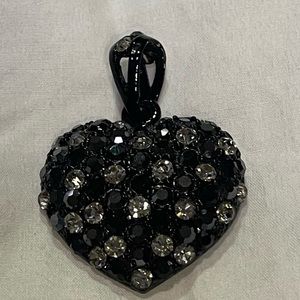 Cute black heart pendant with rhinestones
